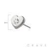 316L SURGICAL STEEL THREADLESS PUSH IN CLEAR CENTER CZ HEART TOP PART